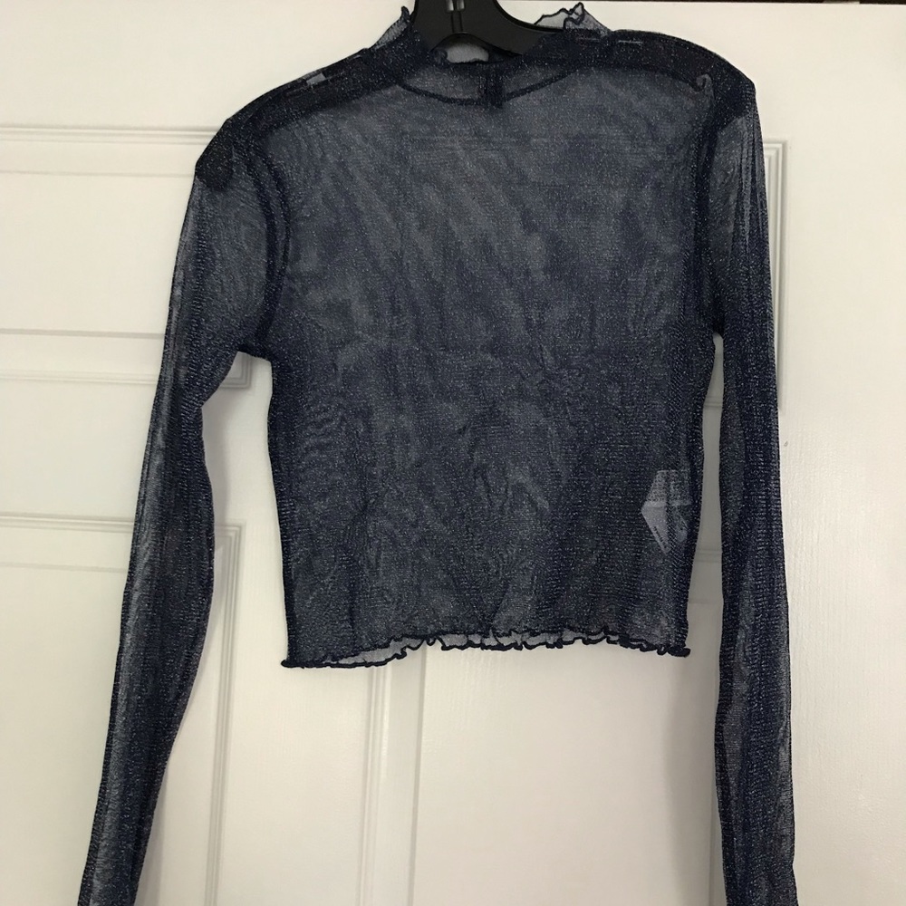 F21 sheer sparkle high neck top size L